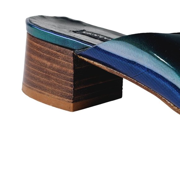 Vtg Sesto Meucci Ombre Blue Sandals Leather Criss Cross Slides Sz 6M - Picture 6 of 10